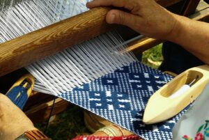 Photo of weaving using a loom